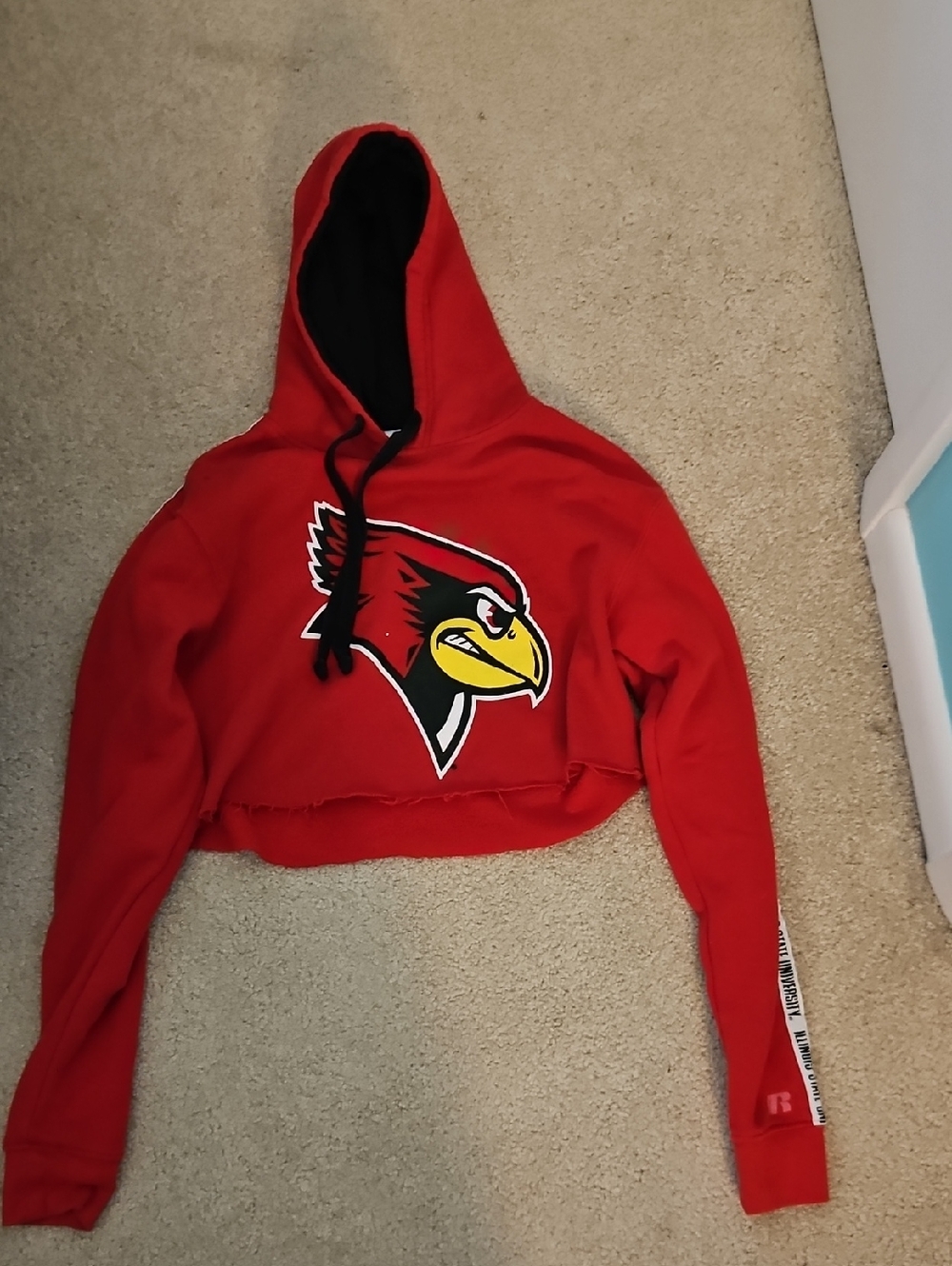 Illinois State University Redbirds Athletic Black and Red Hooded Pullover